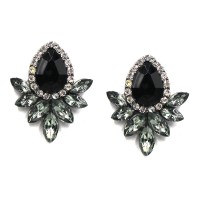 Black Crystal Angel Wing Studs Earrings